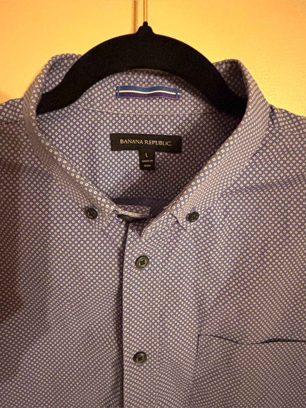 Banana Republic Men's Blue Micro-Patterned Button-Down Shirt